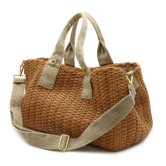 Prada Handbags - Prada Bag Brown Straw 2WAY Tote